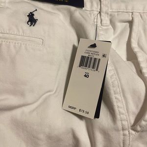 White polo Ralph Lauren shorts